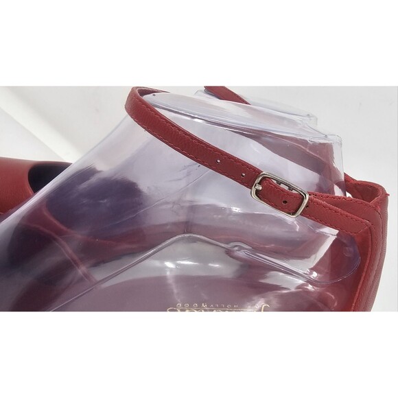 Fredericks of Hollywood Sexy Hot Red Leather Peep Toe Stilleto Size 9 Strappy - Picture 13 of 16